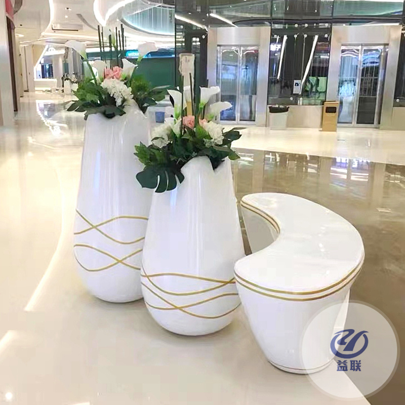 創(chuàng)意玻璃鋼花盆戶外花箱商場園林景觀花池大花壇圓形花槽美陳定制