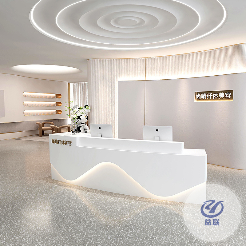 玻璃鋼烤漆前臺美容院吧臺簡約現(xiàn)代公司接待臺收銀臺店鋪柜臺定制